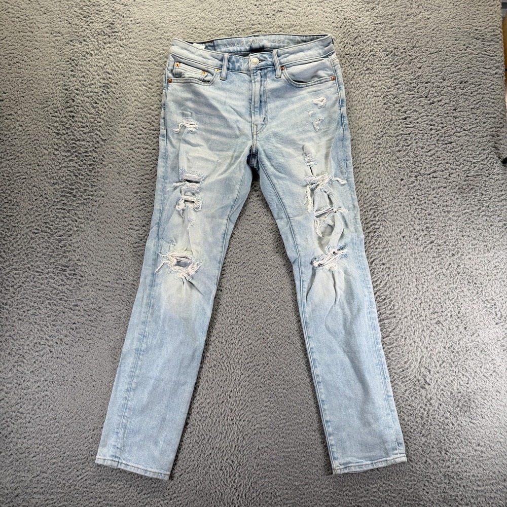 American Eagle Outfitters Jeans Mens 29x30 Blue Denim Straight Slim Distressed